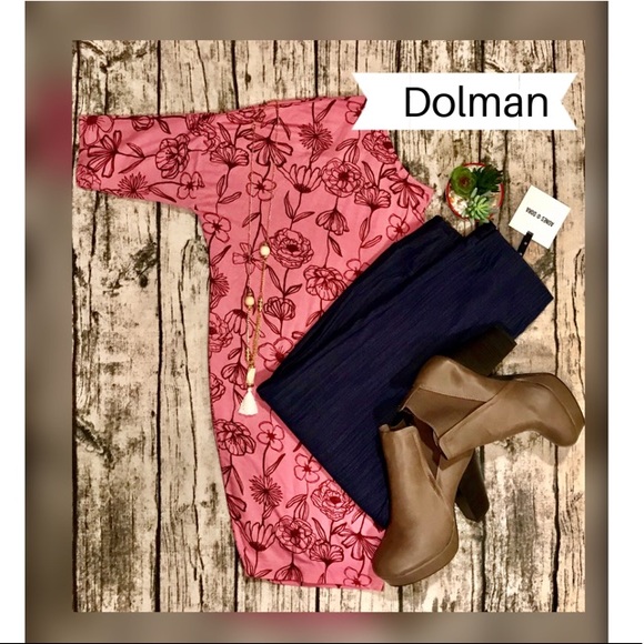 🌺 Dolman Tunic Rosy Pink with Burgundy Floral A&D - Picture 5 of 7